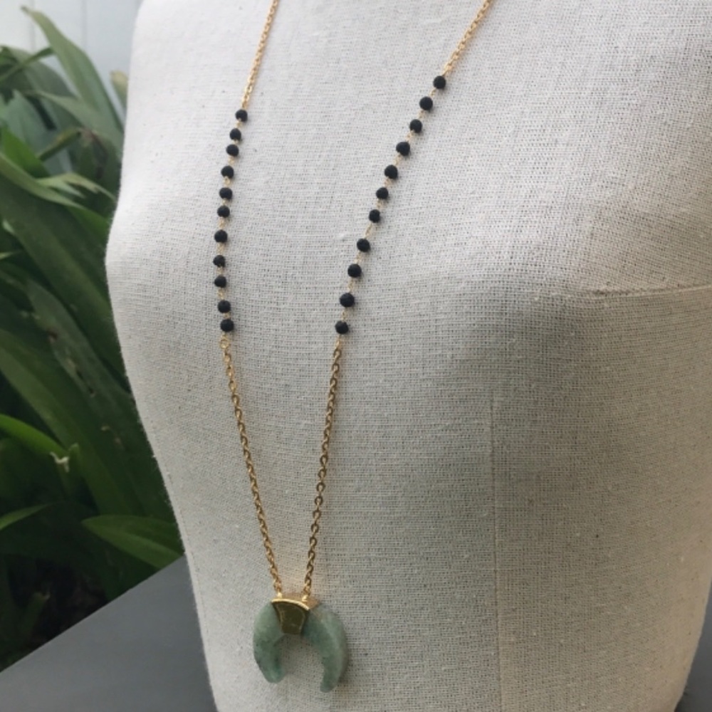 Jade Crescent Essential Oil Diffuser Necklace. - image 2